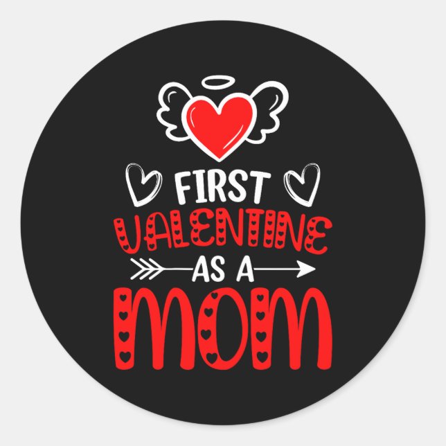 Sticker Rond Premier Saint-Valentin en tant que maman Joyeuse S (Devant)