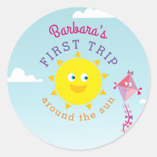 Sticker Rond Premier Tour Autour du Soleil Fête d'anniversaire 