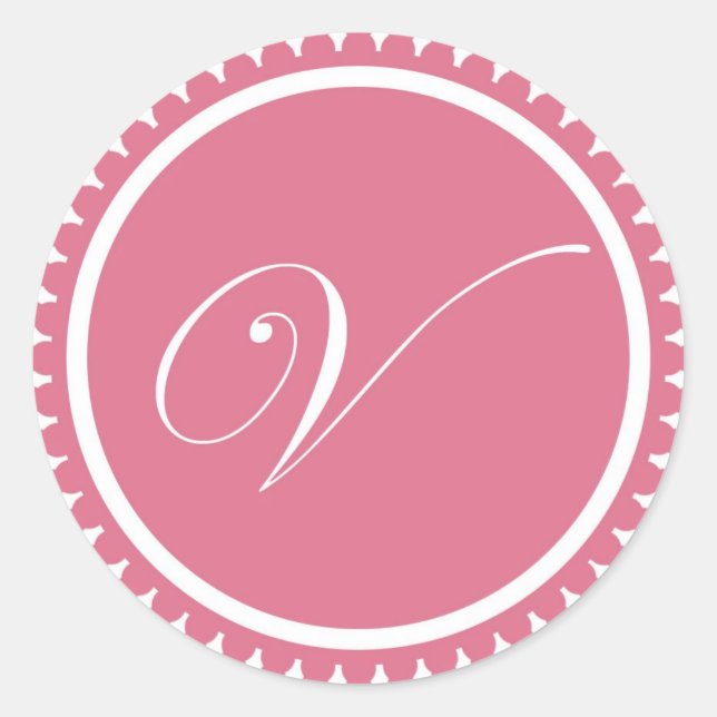 Sticker Rond Premier V princesse monogramme rose fête de sceau (Devant)