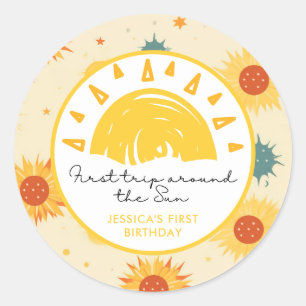 Sticker Rond Premier voyage autour du soleil 1er anniversaire