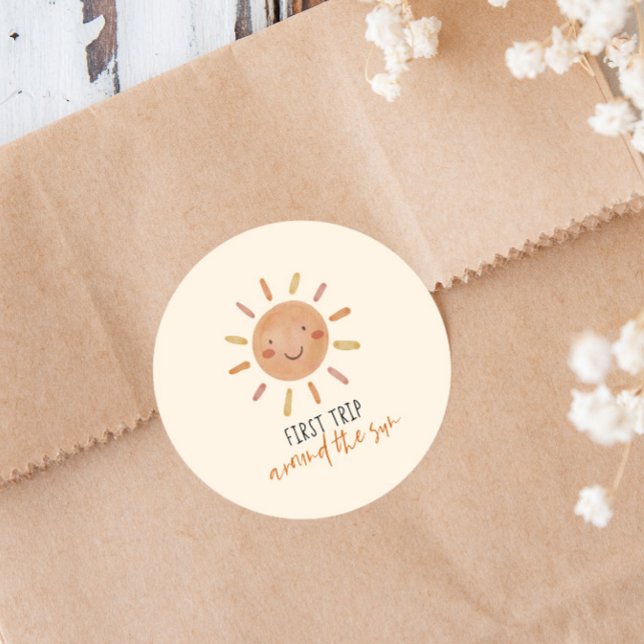 Sticker Rond Premier Voyage Autour Du Soleil 1Er Premier Annive (Créateur téléchargé)