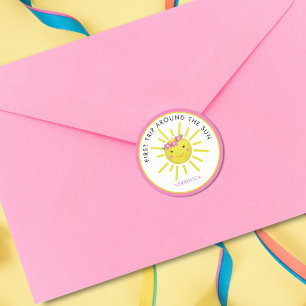 Sticker Rond Premier Voyage Autour Du Soleil Soleil 1er Anniver