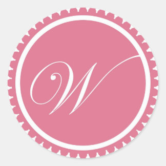 Sticker Rond Premier W princesse monogramme rose fête de sceau
