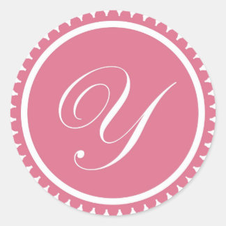 Sticker Rond Premier Y princesse monogramme rose de la fête de