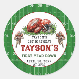 Sticker Rond Première année de football bas 1er anniversaire fê