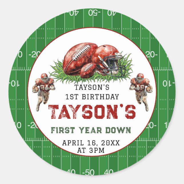 Sticker Rond Première année de football bas 1er anniversaire fê (Devant)