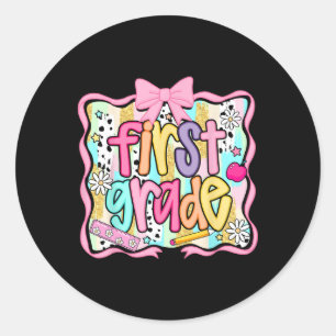 Sticker Rond Première Année De Retour À L'École Coquette Pink B