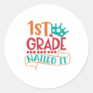 Sticker Rond Première année Réussi, 1re année Terminé