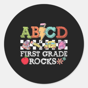 Sticker Rond Première année Rocks Crayon Foudre Enseignants Roc