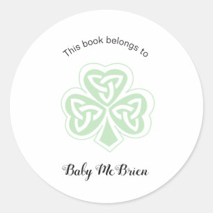 Sticker Rond Première bibliothèque pour bébé Shamrock irlandais