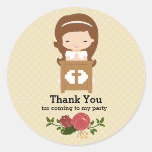 Sticker Rond Première Communion sainte * choisir la couleur arr