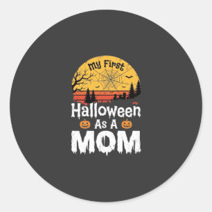 Sticker Rond Première conception de maman Halloween vintage sol