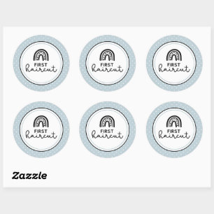 Sticker Rond Première coupe de cheveux arc-en-ciel et jalon poi