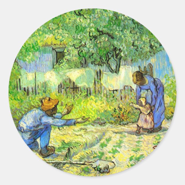 Sticker Rond Première étape, 1890 Vincent van Gogh. (Devant)