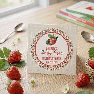 Sticker Rond Première fête d'anniversaire de Berry, première fi