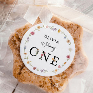 Sticker Rond Première fête d'anniversaire du Fleur sauvage du p