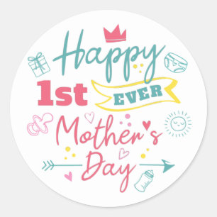 Sticker Rond Première fête des mères 1ère fois maman 