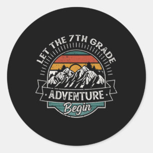 Sticker Rond Première journée d'école amusante L'aventure de 7e