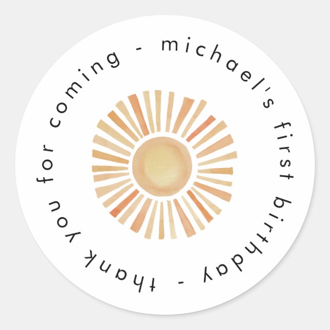 Sticker Rond Première Promenade Autour Du Soleil Anniversaire P (Devant)