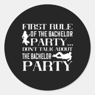 Sticker Rond Première règle Groomsmen Stag Mariage Bachelor P