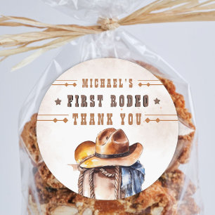 Sticker Rond PREMIÈRE RODÉE   Wild West Cowboy 1st Birthday Boy