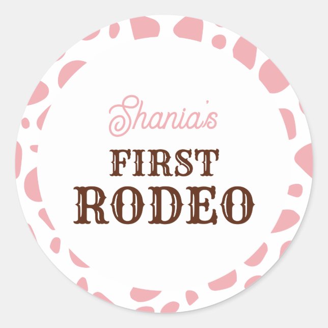 Sticker Rond Première Rodéo Wild West Rose Girl Premier anniver (Devant)