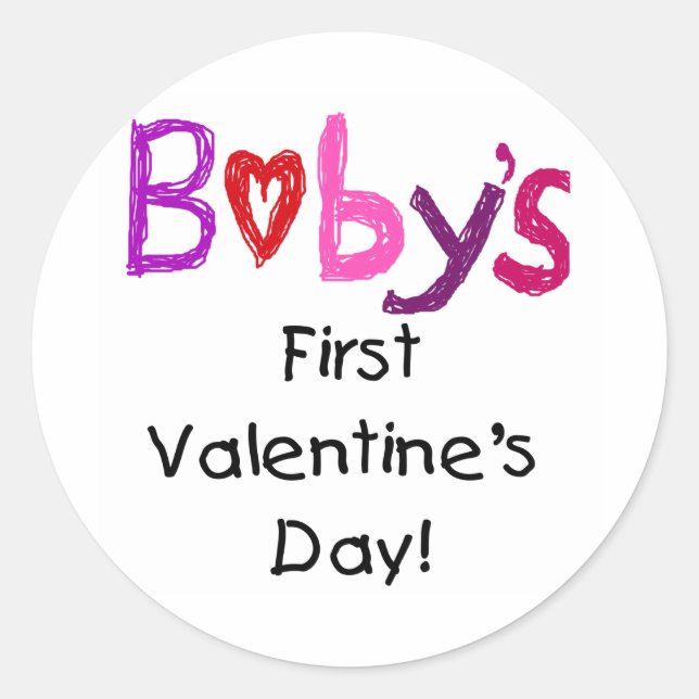 Sticker Rond Première Saint-Valentin pour bébé (Devant)