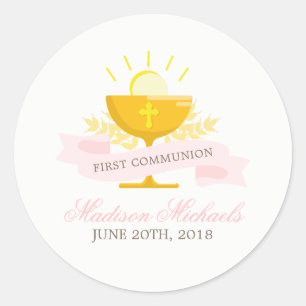 Sticker Rond Première sainte communion de filles