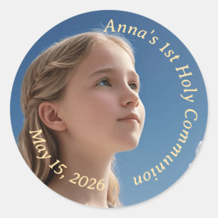 Sticker Rond Première sainte communion personnalisable