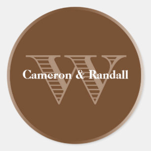 Sticker Rond Première W brun monogramme nom marque parti