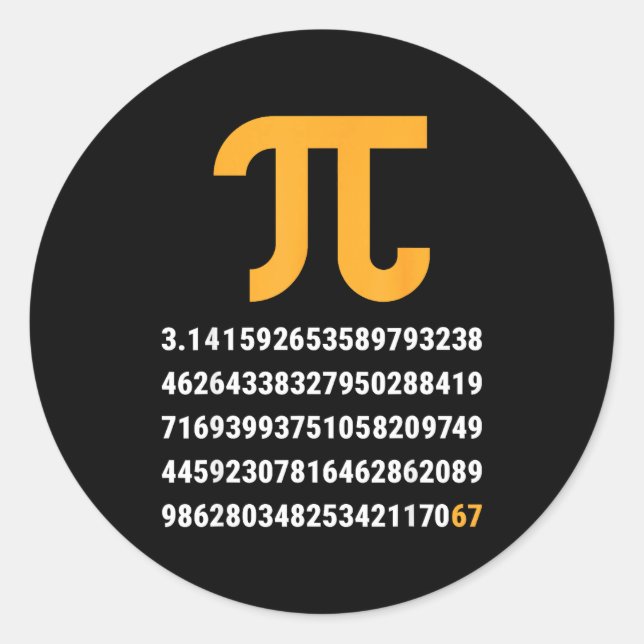 Sticker Rond Premières 100 chiffres de Pi 67 nerds geeks profes (Devant)