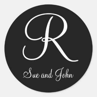 Sticker Rond Premiers noms et Dernier monogramme blanc initial
