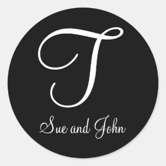 Sticker Rond Premiers noms et Dernier monogramme blanc initial