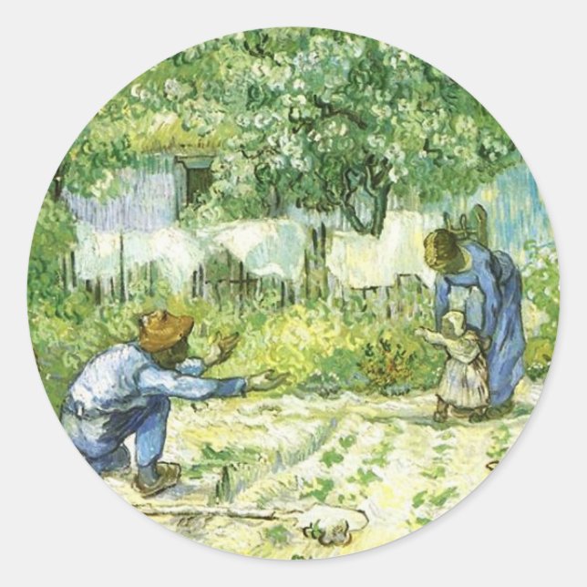 Sticker Rond Premiers pas, 1890 Vincent van Gogh. (Devant)