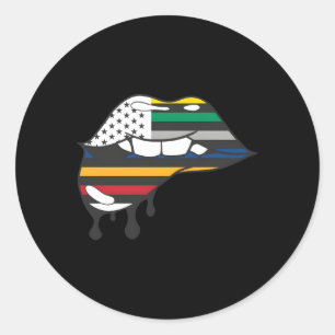 Sticker Rond Premiers répondeurs Drapeau Lèvres Lèvres Bite Pat