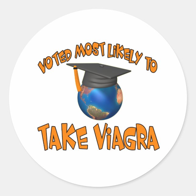 Sticker Rond Prendre le Viagra (Devant)