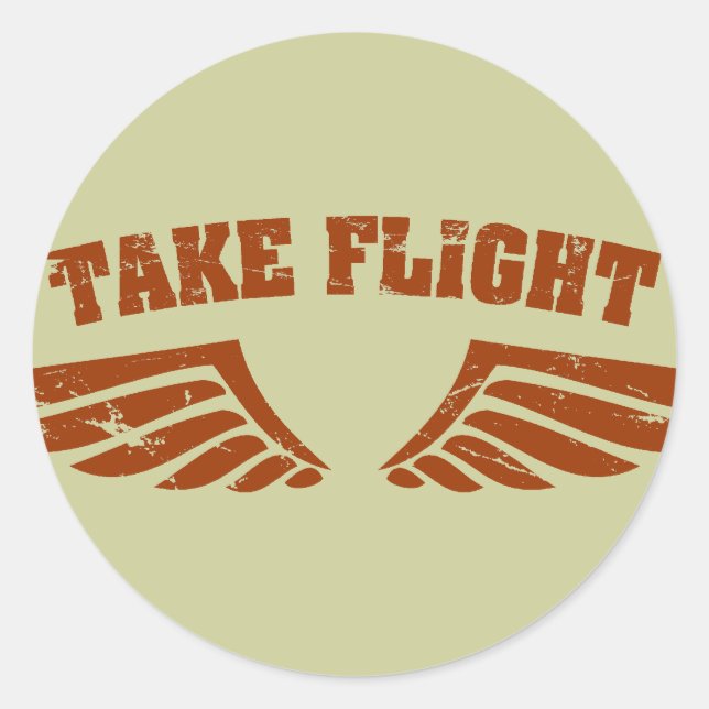 Sticker Rond Prendre les ailes de l'aviation en vol (Devant)
