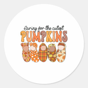 Sticker Rond Prendre Soin Des Citrouilles Les Plus Mignonnes In