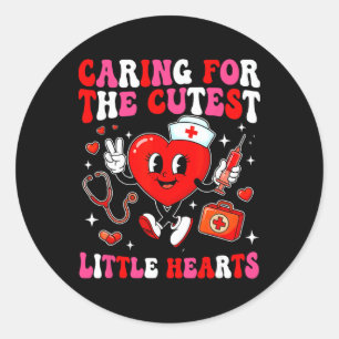 Sticker Rond Prendre Soin Des Plus Mignons Cœurs Sucrés Infirmi