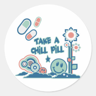 Sticker Rond Prendre une pilule de refroidissement