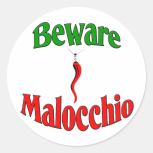 Sticker Rond Prenez garde du Malocchio (l'oeil mauvais)