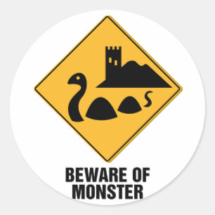 Sticker Rond Prenez garde du monstre