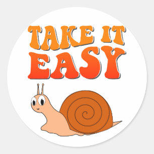 Sticker Rond Prenez-le facilement mignon Cartographie Snail Tex