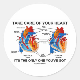 Sticker Rond Prenez soin de votre coeur C'est seulement un que 