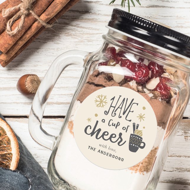 Sticker Rond Prenez une Coupe de Cheer Holiday Drink Mix Cadeau (Créateur téléchargé)