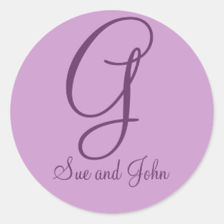 Sticker Rond Prénoms et Dernier Mauve G initial