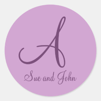 Sticker Rond Prénoms et Dernier Mauve initiale A