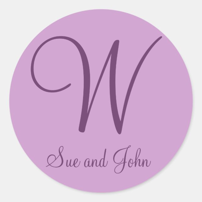 Sticker Rond Prénoms et Dernier Mauve-W initial (Devant)