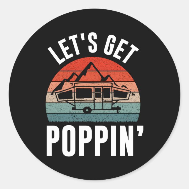 Sticker Rond Prenons Pop' Camg Rv Pop Up Camper (Devant)