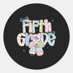 Sticker Rond Préparatifs de rentrée floraux pour 5e année Coque